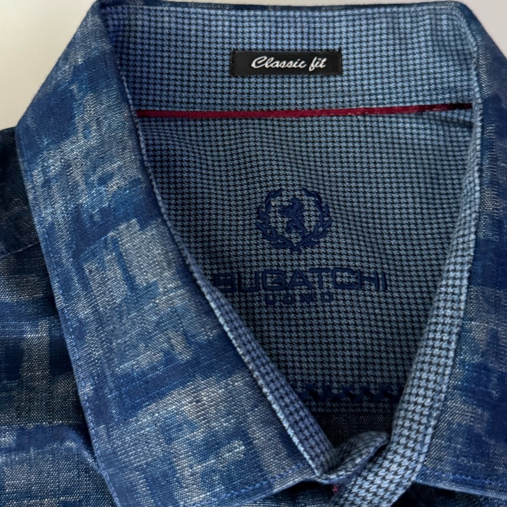 Bugatchi Uomo Classic Fit Patterned Blue & Gray L… - image 8